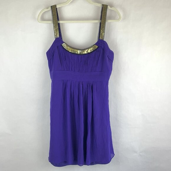 BCBG Maxazria Milkmaid Mini Dress Size 10 Purple Silk Y2k Fairy Whimsigoth Party - Picture 3 of 14